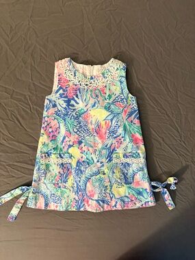 Lilly Pulitzer Pink Logo Tag on Pastel Fabric